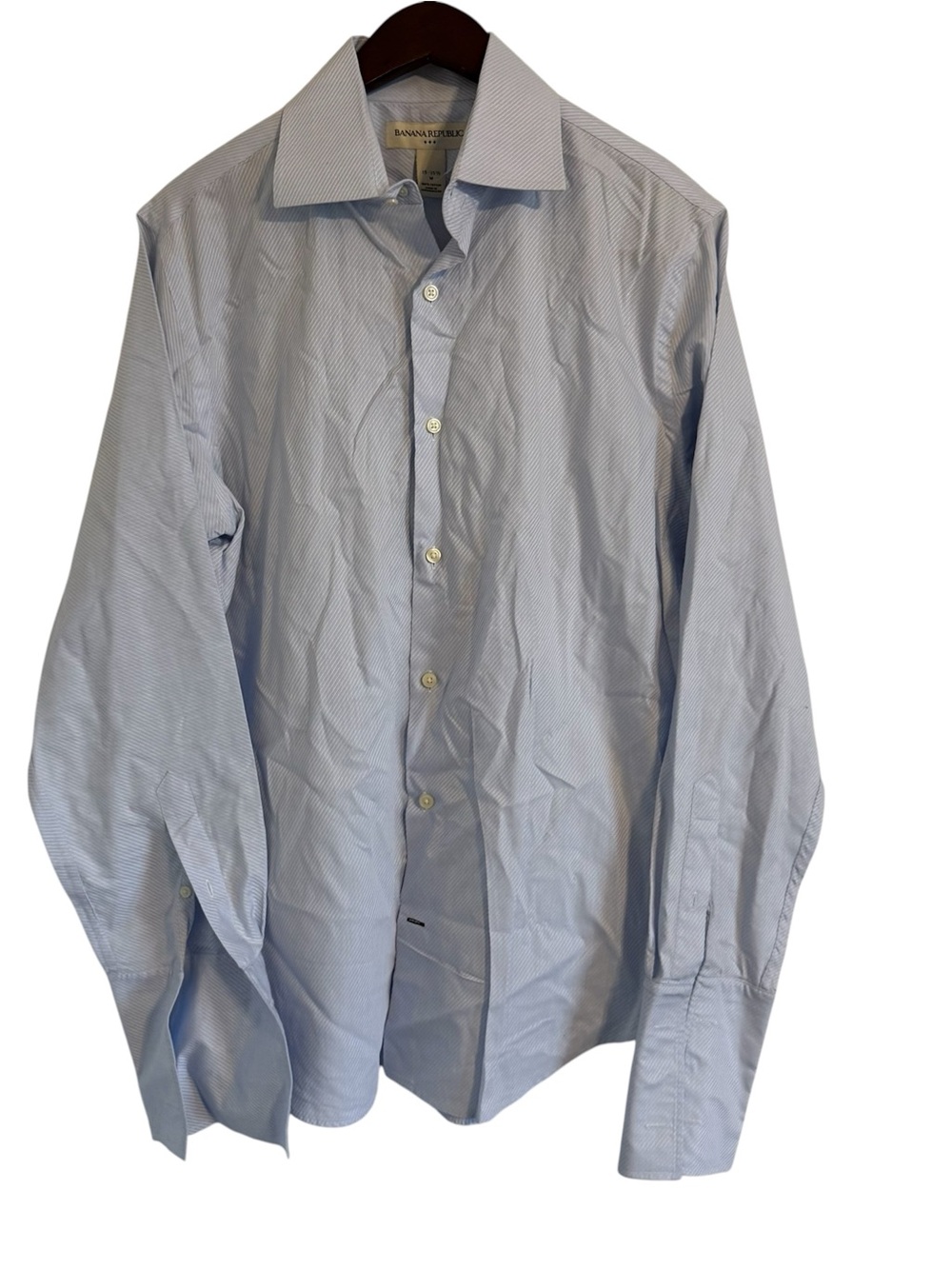 Banana Republic Light Blue Micro-Striped Dress Shirt Size Medium 15 15 1/2
